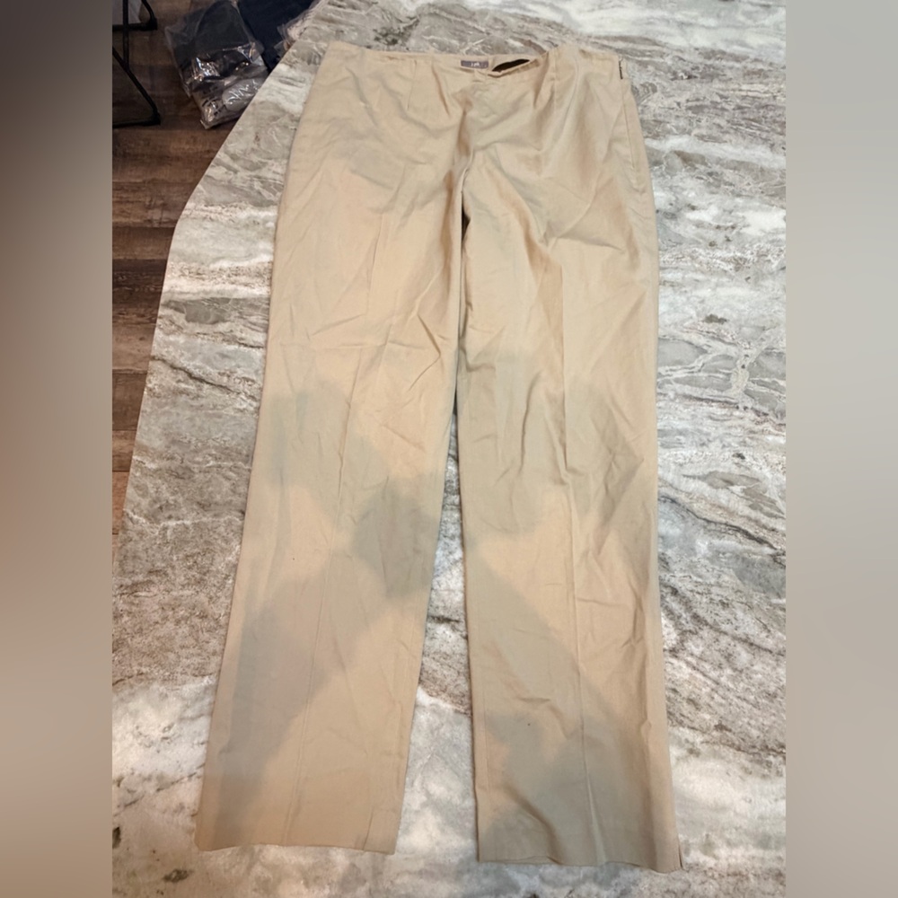 J.Jill Khaki Pants 10 Stretch Cotton Straight Leg Tan Work Casual Classic Fit